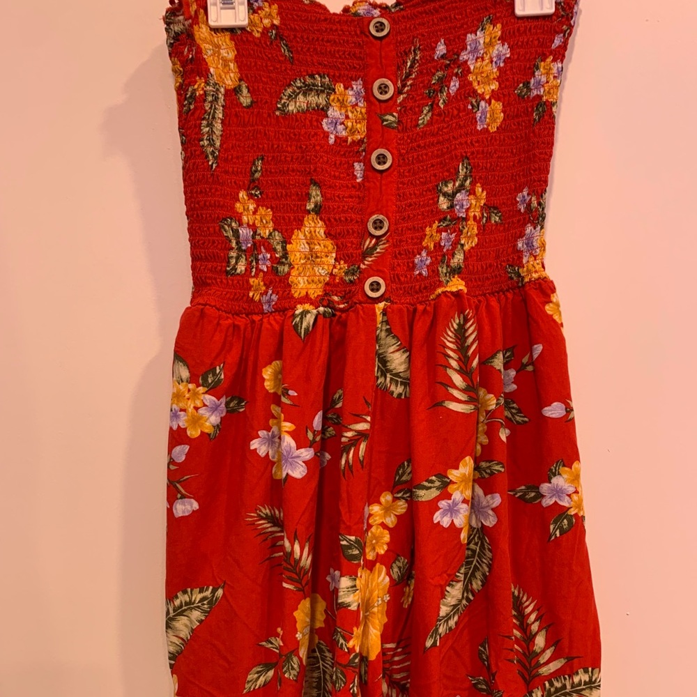 Red floral romper from garage.